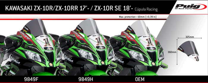 Szyba wyścigowa PUIG do Kawasaki ZX10R / ZX10RR 16-20