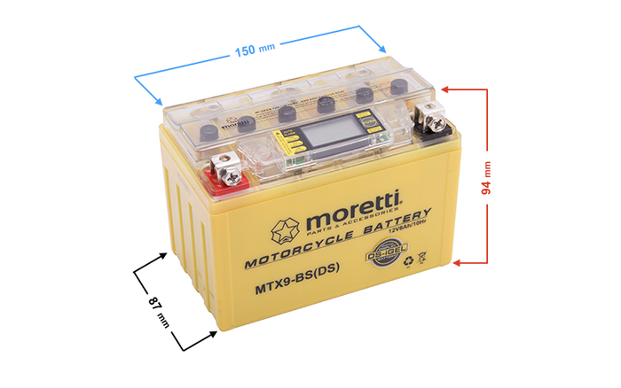 Akumulator AGM (I-Gel) MTX9-BS MORETTI ze wskaźnikiem