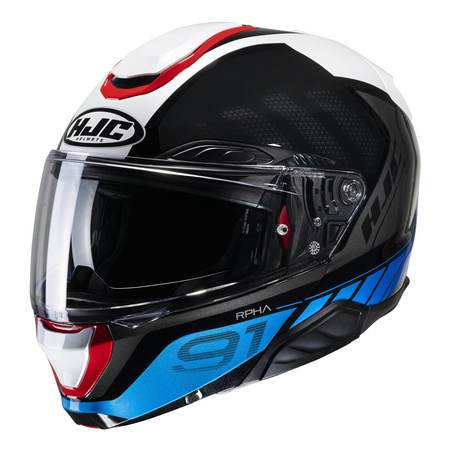 Kask motocyklowy szczękowy HJC RPHA 91 Rafino biały/niebieski/czerwony