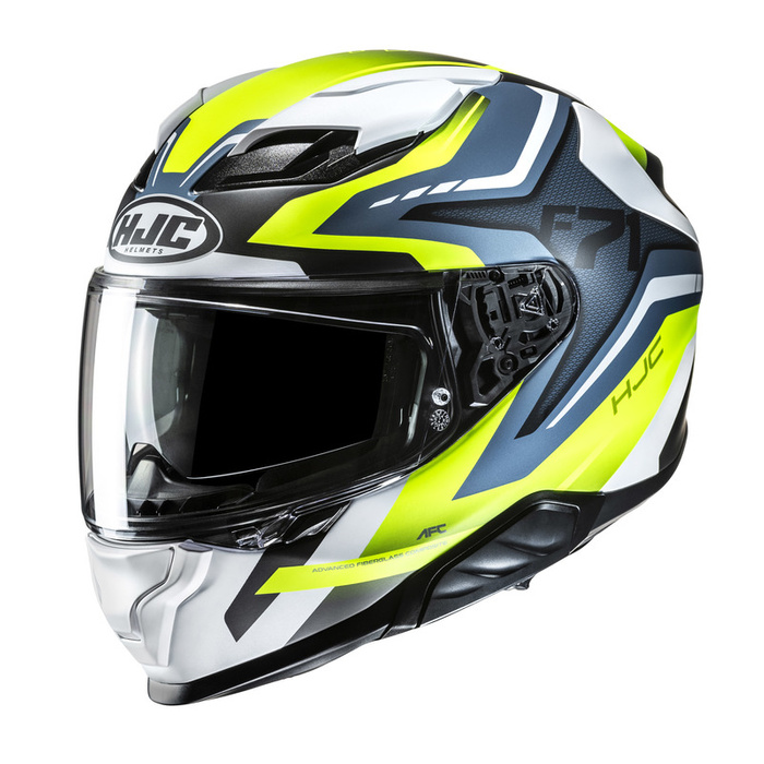 Kask motocyklowy integralny HJC F71 Fes żółty/niebieski