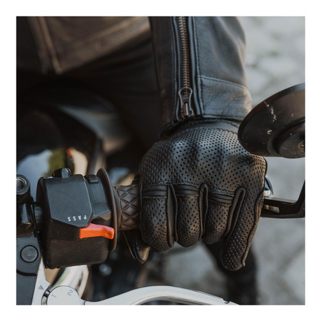 Damskie rękawice motocyklowe miejskie skórzane OZONE STICK CUSTOM II czarne