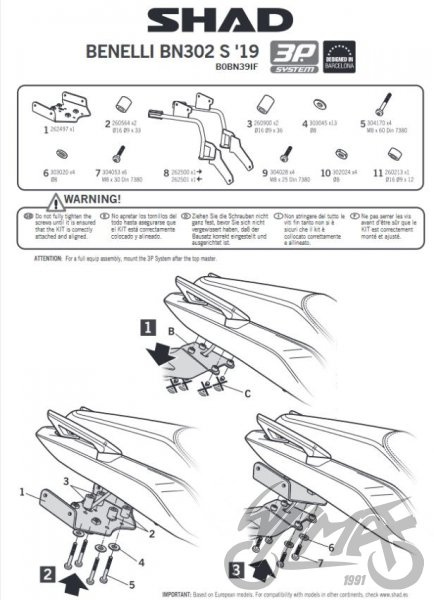 Stelaż kufra bocznego 3P motocyklowego SHAD do Benelli BN302S