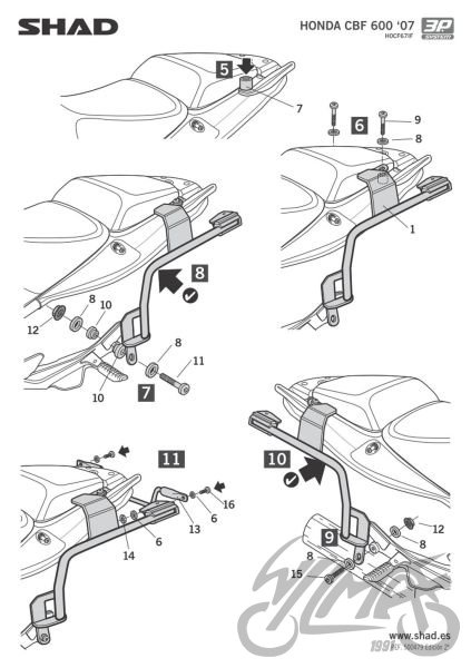 Stelaż kufra bocznego 3P motocyklowego SHAD do Honda CBF600