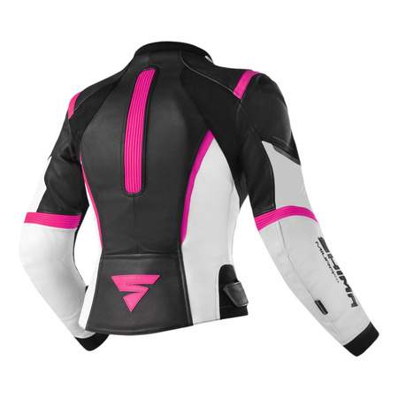 Kurtka motocyklowa skórzana damska SHIMA MIURA 2.0 PINK FLUO czarny różowy