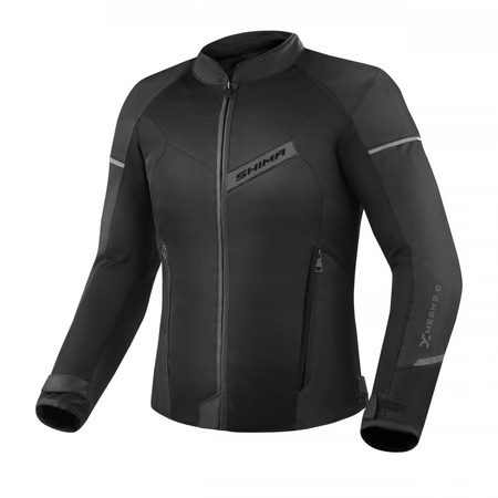 Kurtka motocyklowa SHIMA X-MESH 2.0 czarna + Kurtka przeciwdeszczowa SHIMA RAINSHELL szara