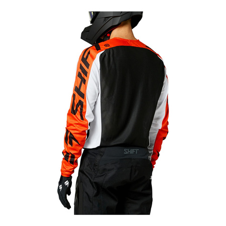 Bluza motocyklowa cross / mx SHIFT WHITE LABEL FADE BLACK/WHITE/ORANGE czarny biały pomarańczowy