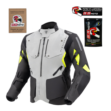 Kurtka motocyklowa tekstylna miejska/turystyczna Rebelhorn HIKER IV czarny-szary-żółty fluo