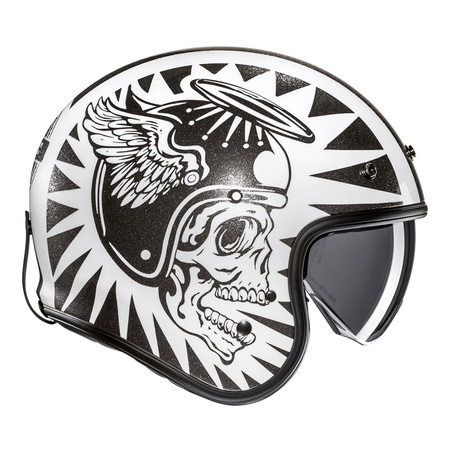 Kask motocyklowy otwarty HJC V31 Flame biały/czarny