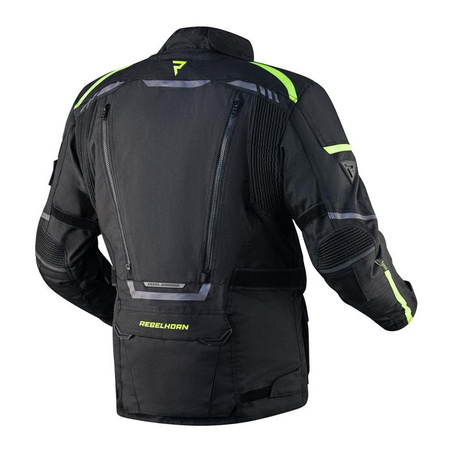 Kurtka motocyklowa tekstylna turystyczna Rebelhorn CUBBY IV czarny-żółty fluo