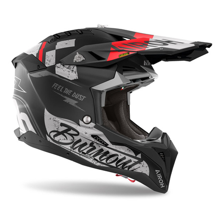 Kask motocyklowy AIROH AVIATOR 3 BURNOUT MATT czarny szary czerwony
