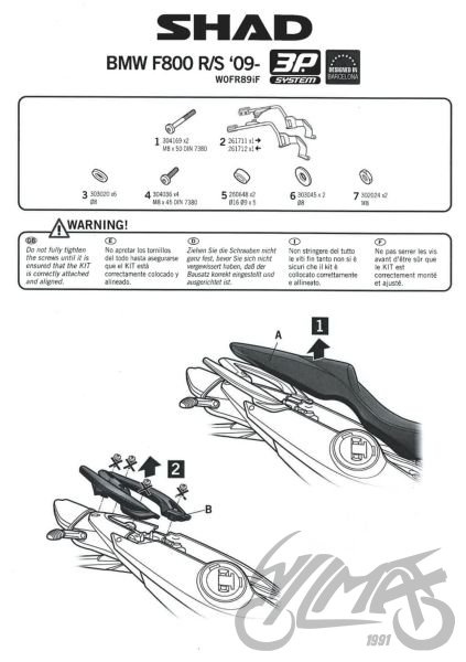 Stelaż boczny 3P SHAD kufra motocyklowego do BMW F800-R