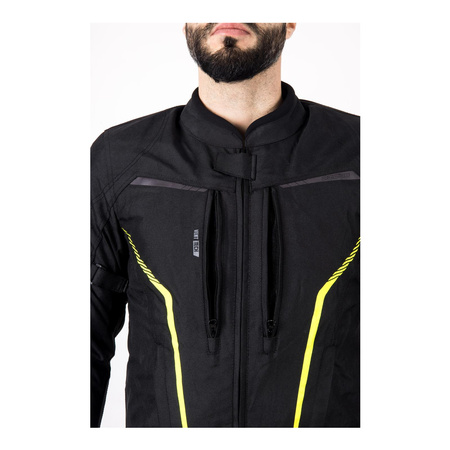 Kurtka motocyklowa tekstylna miejska OZONE DELTA IV czarna żółty fluo