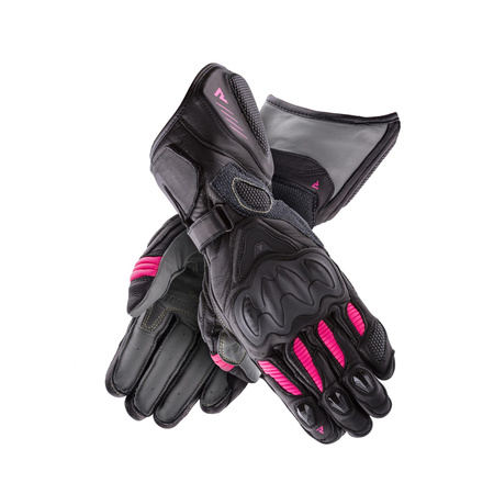 Damskie rękawice motocyklowe sportowe Rebelhorn REBEL czarny-różowy