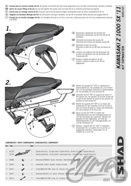Stelaż kufra tylnego motocyklowego SHAD do Kawasaki Z1000 SX