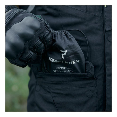 Kurtka przeciwdeszczowa odblaskowa motocyklowa Rebelhorn HORIZON czarny unisex