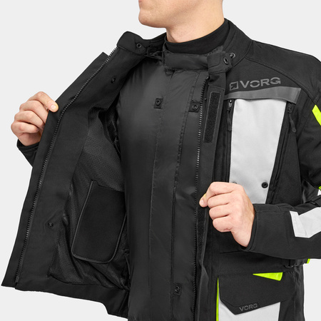 Kurtka motocyklowa VORG CUMULUS FLUO czarny szary żółty fluo