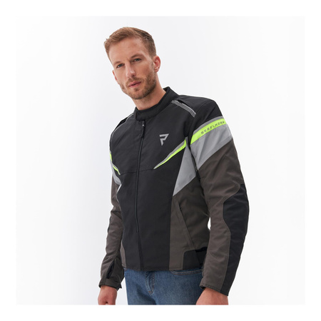 Kurtka motocyklowa tekstylna miejska/turystyczna Rebelhorn SPARK czarny-szary-żółty fluo
