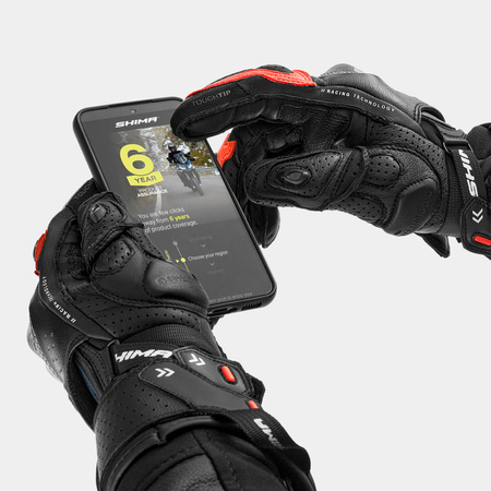 Rękawice motocyklowe SHIMA RS-3 RED FLUO czarny czerwony fluo