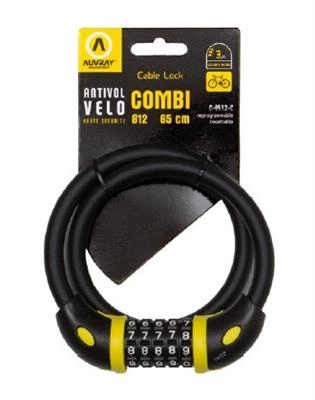 AUVRAY COMBI 65 stalowa linka z zamkiem na szyfr - długość 65 cm, średnica 12 mm
