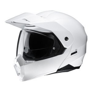 Kask motocyklowy szczękowy z daszkiem HJC C80 perłowy biały