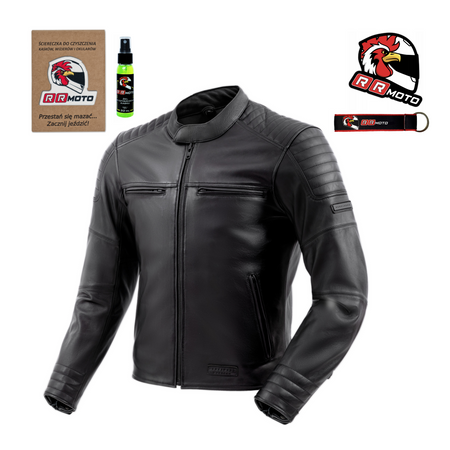 Kurtka motocyklowa skórzana miejska Rebelhorn HUNTER II czarny mat