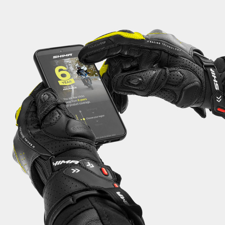 Rękawice motocyklowe sportowe skórzane Shima RS-3 fluo