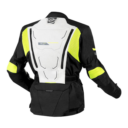 Kurtka motocyklowa tekstylna miejska OZONE SAHARA czarna szary żółty fluo