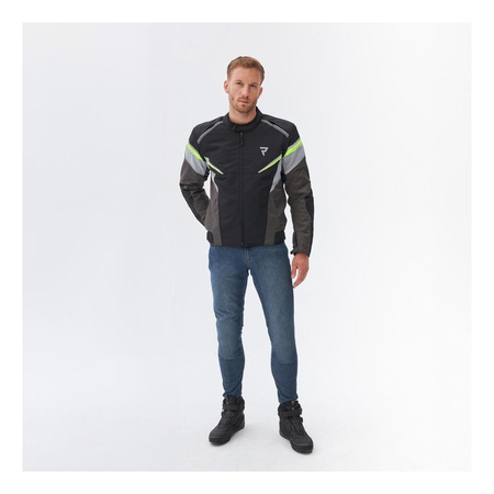 Kurtka motocyklowa tekstylna Rebelhorn SPARK czarny-szary-żółty fluo