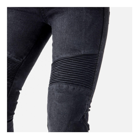 Damskie jeansy motocyklowe OZONE AGNESS II czarny sprany