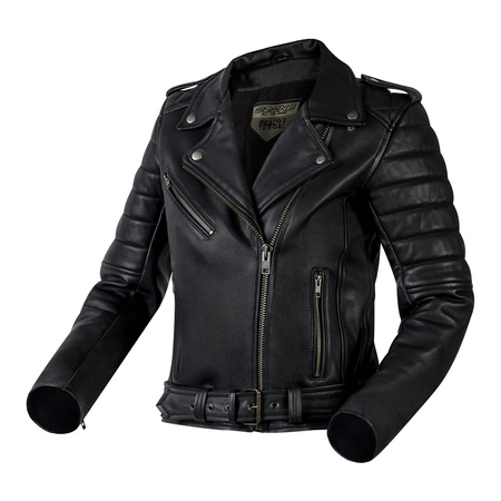 Damska kurtka motocyklowa skórzana ramoneska OZONE RAMONES MODERN matowy czarna