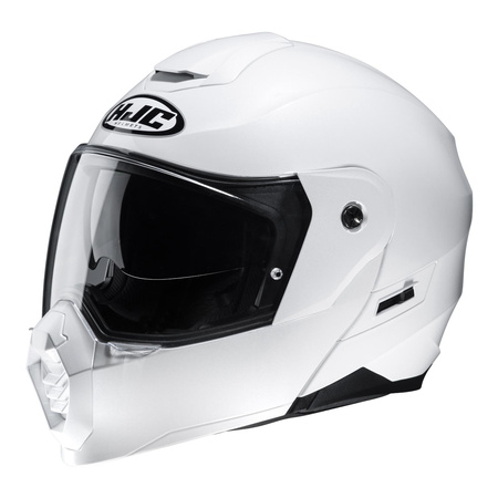 Kask motocyklowy szczękowy z daszkiem HJC C80 perłowy biały