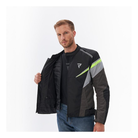 Kurtka motocyklowa tekstylna Rebelhorn SPARK czarny-szary-żółty fluo