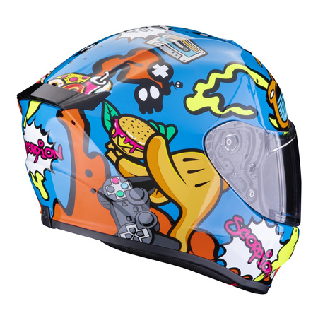 Kask motocyklowy SCORPION EXO-JNR FUN BLUE/ORANGE niebieski pomarańczowy
