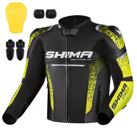 Kurtka motocyklowa skórzana sportowa Shima STR 2.0 czarny/fluo