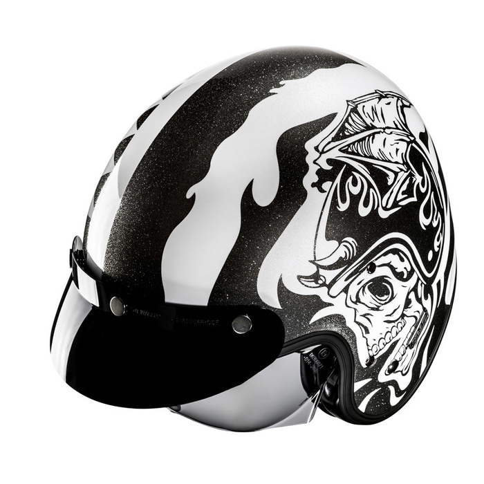 Kask motocyklowy otwarty HJC V31 Flame biały/czarny