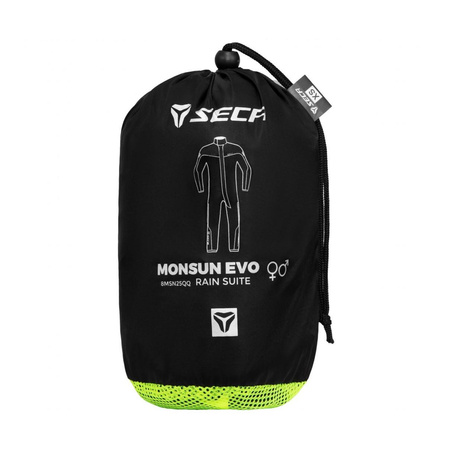 Kombinezon przeciwdeszczowy motocyklowy SECA MONSUN EVO BLACK/FLUO czarny żółty fluo