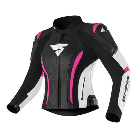 Kurtka motocyklowa skórzana damska SHIMA MIURA 2.0 PINK FLUO czarny różowy
