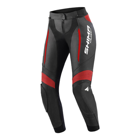 Damskie spodnie motocyklowe skórzane sportowe Shima MIURA 2.0 czarny/czerwony