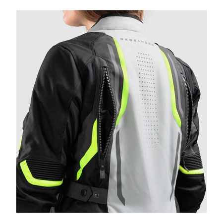 Damska kurtka motocyklowa tekstylna Rebelhorn HIKER IV czarny-szary-żółty fluo