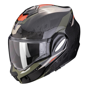 Kask motocyklowy szczękowy SCORPION EXO-TECH EVO CARBON ROVER BLACK/GREEN czarny zielony