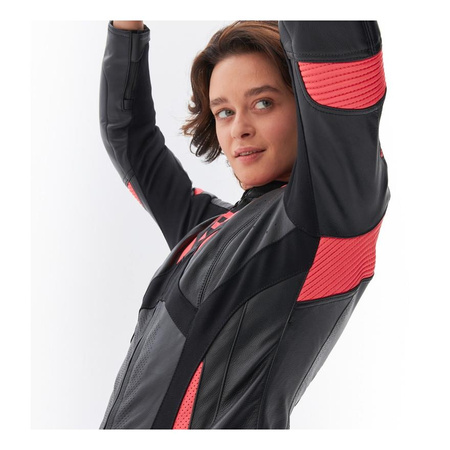 Damska kurtka motocyklowa skórzana Rebelhorn REBEL różowy-czarny