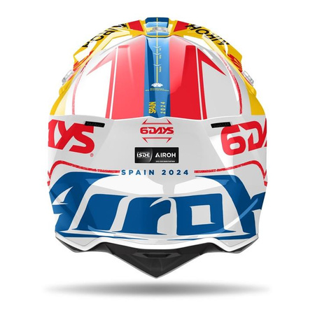 Kask motocyklowy AIROH WRAAAP 6DAYS SPAIN 2024 GLOSS żółty niebieski czerwony biały