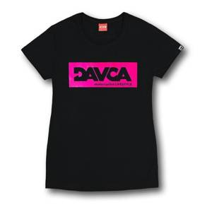 Koszulka codzienna T-shirt damska DAVCA LOGO BLACK/PINK czarny różowy