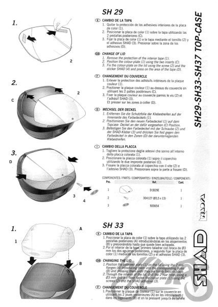 Nakładka kufra centralnego motocyklowego SHAD SH45 czarna