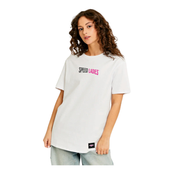 Koszulka codzienna T-shirt damski SPEED LADIES WHITE biały różowy