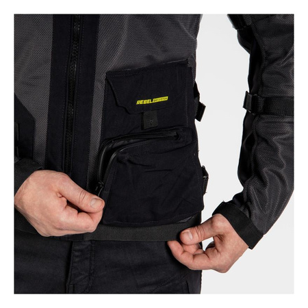 Kurtka motocyklowa tekstylna Rebelhorn BRUTALE szary-czarny-żółty fluo