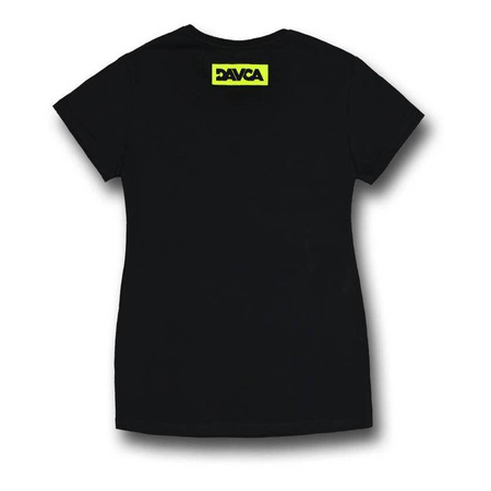 Koszulka codzienna T-shirt damska DAVCA LOGO BLACK/FLUO czarny żółty fluo