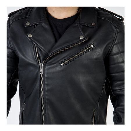 Kurtka motocyklowa skórzana ramoneska OZONE RAMONES MODERN matowy czarna