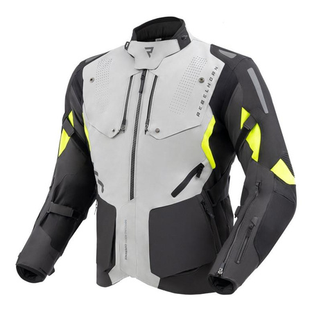 Kurtka motocyklowa tekstylna miejska/turystyczna Rebelhorn HIKER IV czarny-szary-żółty fluo
