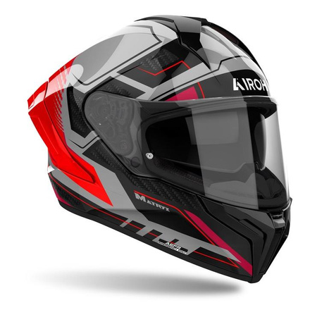 Kask motocyklowy AIROH MATRYX ROCKET RED GLOSS czerwony szary czarny